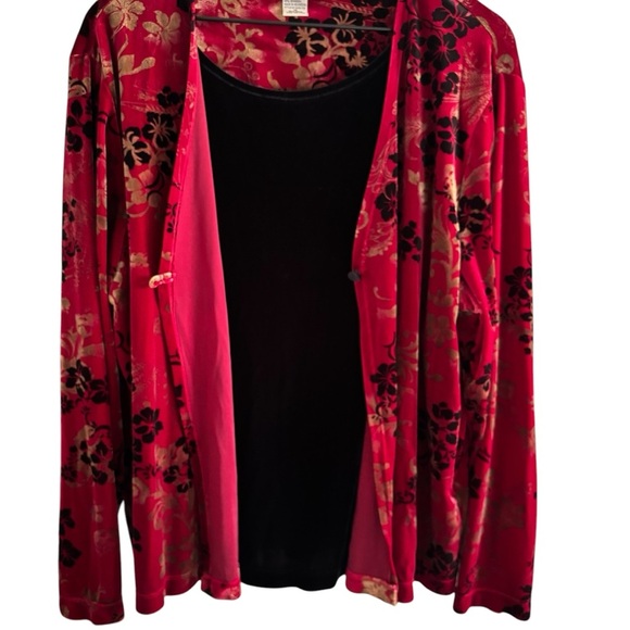 Notations Floral Velour Cardigan & Cami Set Boho Vintage Women's Size 1X - Picture 5 of 15
